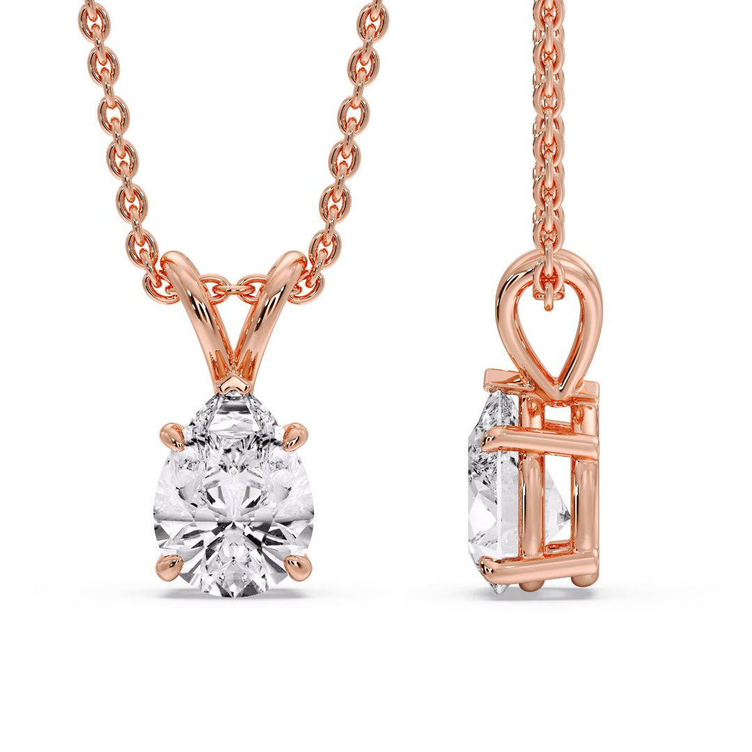 Color Lab Fancy Pear Shaped Diamond Solitaire Pendant