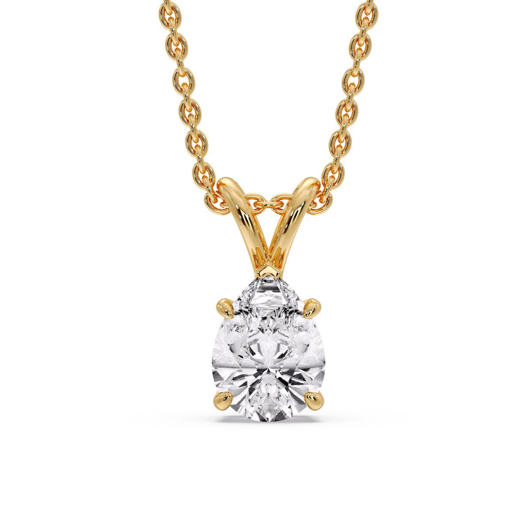 Color Lab Fancy Pear Shaped Diamond Solitaire Pendant
