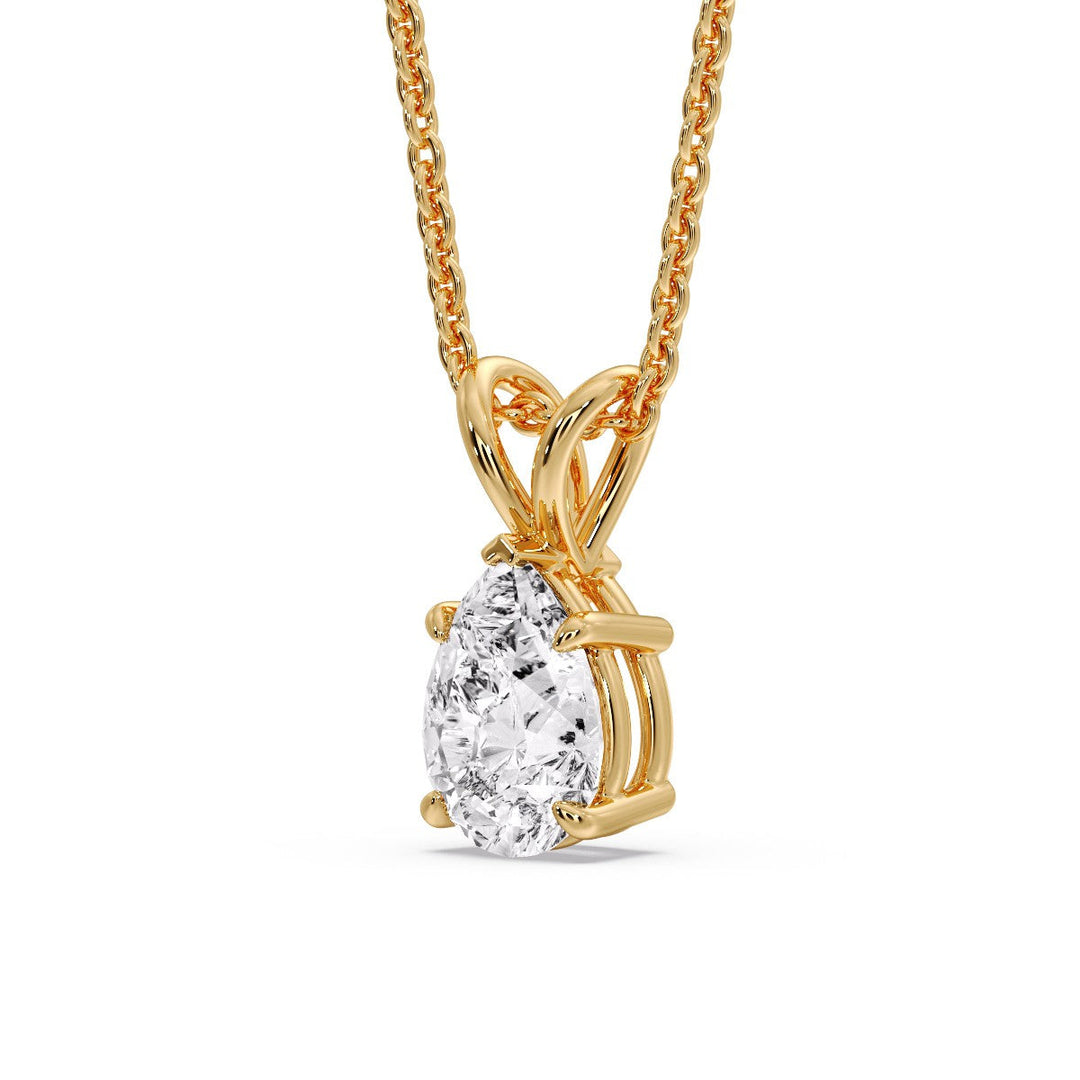 Color Lab Fancy Pear Shaped Diamond Solitaire Pendant