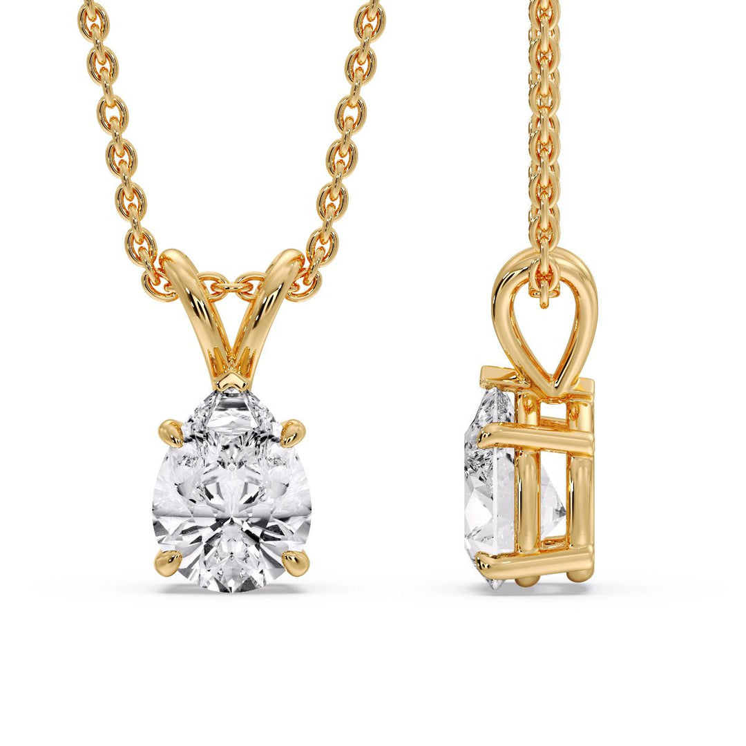 Color Lab Fancy Pear Shaped Diamond Solitaire Pendant