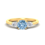 Load image into Gallery viewer, 3-stone-vivid-blue-cushion-cut-cathedral-ring-in-yellow-gold-fdenr9210cugvbluesleep-nl-yg.jpg