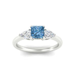 Load image into Gallery viewer, 3-stone-vivid-blue-princess-cut-cathedral-ring-in-white-gold-fdenr9210prgvblueangle5-nl-wg.jpg