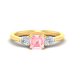 Load image into Gallery viewer, 3-stone-vivid-pink-asscher-cut-cathedral-ring-in-yellow-gold-fdenr9210asgvpinksleep-nl-yg.jpg