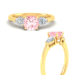 Load image into Gallery viewer, 3-stone-vivid-pink-cushion-cut-cathedral-ring-in-yellow-gold-fdenr9210cugvpinkangle3-nl-yg.jpg