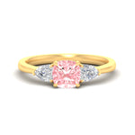 Load image into Gallery viewer, 3-stone-vivid-pink-cushion-cut-cathedral-ring-in-yellow-gold-fdenr9210cugvpinksleep-nl-yg.jpg