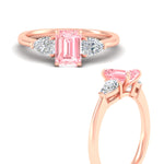 Load image into Gallery viewer, 3-stone-vivid-pink-emerald-cut-cathedral-ring-in-rose-gold-fdenr9210emgvpinkangle3-nl-rg.jpg