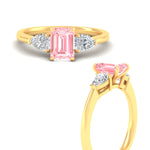 Load image into Gallery viewer, 3-stone-vivid-pink-emerald-cut-cathedral-ring-in-yellow-gold-fdenr9210emgvpinkangle3-nl-yg.jpg