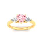 Load image into Gallery viewer, 3-stone-vivid-pink-heart-shaped-cathedral-ring-in-yellow-gold-fdenr9210htgvpinkangle5-nl-yg.jpg
