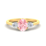 Load image into Gallery viewer, 3-stone-vivid-pink-oval-shaped-cathedral-ring-in-yellow-gold-fdenr9210ovgvpinksleep-nl-yg.jpg