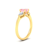 Load image into Gallery viewer, 3-stone-vivid-pink-princess-cut-cathedral-ring-in-yellow-gold-fdenr9210prgvpinkangle2-nl-yg.jpg