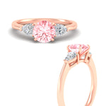Load image into Gallery viewer, 3-stone-vivid-pink-round-cut-cathedral-ring-in-rose-gold-fdenr9210rogvpinkangle3-nl-rg.jpg