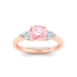 Load image into Gallery viewer, 3-stone-vivid-pink-round-cut-cathedral-ring-in-rose-gold-fdenr9210rogvpinkangle5-nl-rg.jpg