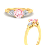 Load image into Gallery viewer, 3-stone-vivid-pink-round-cut-cathedral-ring-in-yellow-gold-fdenr9210rogvpinkangle3-nl-yg.jpg