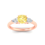Load image into Gallery viewer, 3-stone-vivid-yellow-cushion-cut-cathedral-ring-in-rose-gold-fdenr9210cugvyellowangle5-nl-rg.jpg