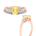 Load image into Gallery viewer, 3-stone-vivid-yellow-emerald-cut-cathedral-ring-in-rose-gold-fdenr9210emgvyellowangle3-nl-rg.jpg