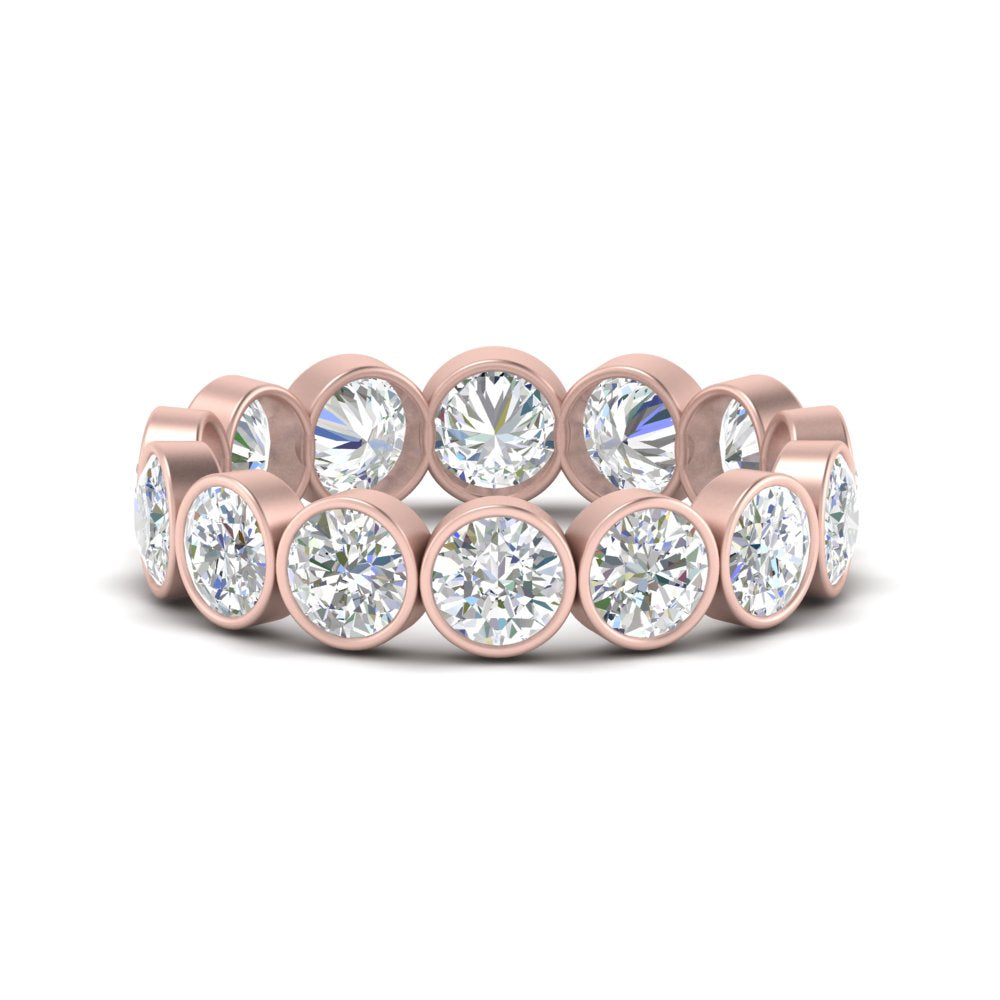 Bezel Lab Diamond Rount Cut Eternity Women Ring In 14K Rose Gold | Cuts & Carat