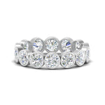 Load image into Gallery viewer, Bezel Lab Diamond Rount Cut Eternity Women Ring In 14K White Gold | Cuts &amp; Carat
