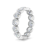 Load image into Gallery viewer, Bezel Lab Diamond Rount Cut Eternity Women Ring In 14K White Gold | Cuts &amp; Carat

