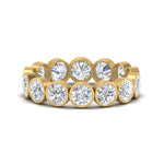 Load image into Gallery viewer, Bezel Lab Diamond Rount Cut Eternity Women Ring In 14K Yellow Gold | Cuts &amp; Carat
