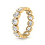 Load image into Gallery viewer, Bezel Lab Diamond Rount Cut Eternity Women Ring In 14K Yellow Gold | Cuts &amp; Carat
