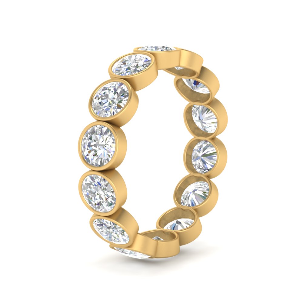 Bezel Lab Diamond Rount Cut Eternity Women Ring In 14K Yellow Gold | Cuts & Carat