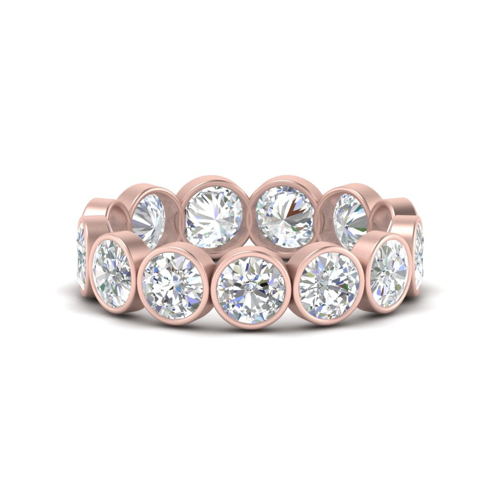 Bezel Lab Diamond Rount Cut Eternity Women Ring In 14K Rose Gold | Cuts & Carat