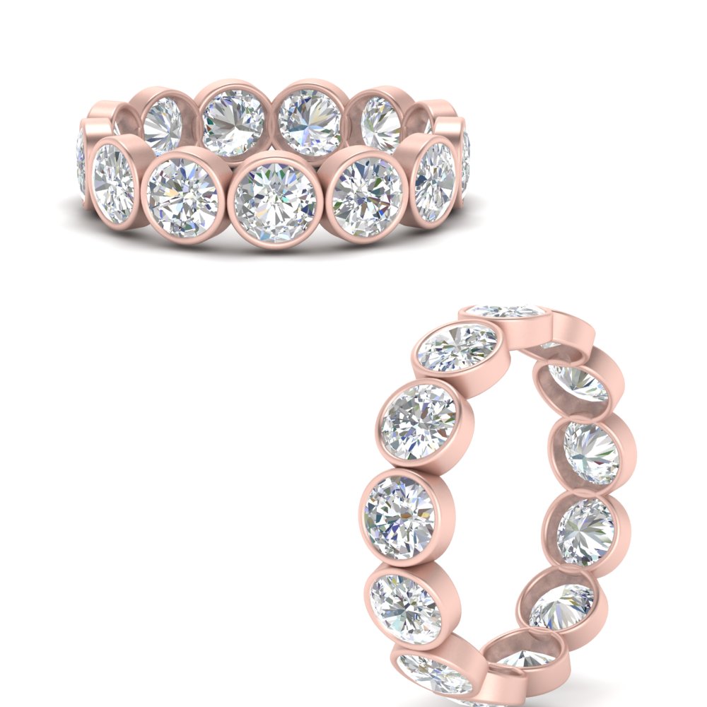 Bezel Lab Diamond Rount Cut Eternity Women Ring In 14K Rose Gold | Cuts & Carat
