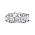 Load image into Gallery viewer, Bezel Lab Diamond Rount Cut Eternity Women Ring In 14K White Gold | Cuts &amp; Carat
