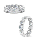 Load image into Gallery viewer, Bezel Lab Diamond Rount Cut Eternity Women Ring In 14K White Gold | Cuts &amp; Carat

