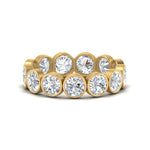 Load image into Gallery viewer, Bezel Lab Diamond Rount Cut Eternity Women Ring In 14K Yellow Gold | Cuts &amp; Carat
