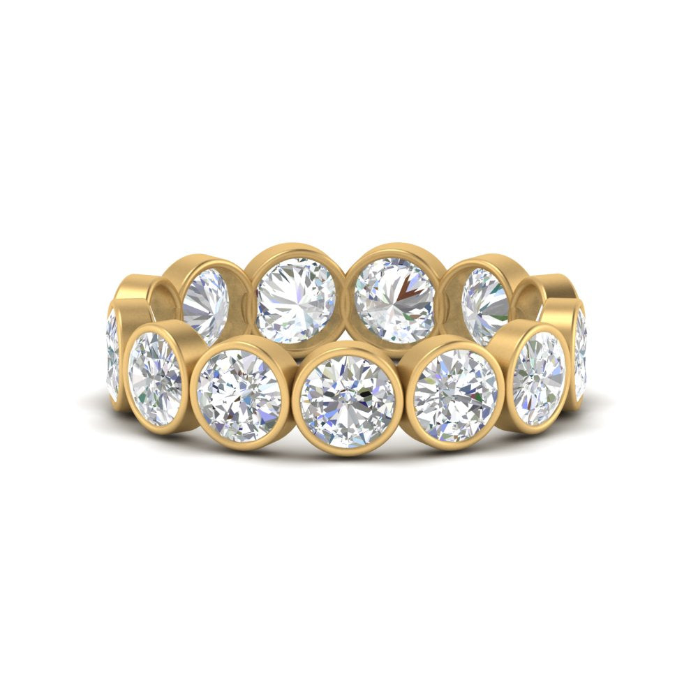 Bezel Lab Diamond Rount Cut Eternity Women Ring In 14K Yellow Gold | Cuts & Carat