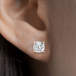 Load image into Gallery viewer, 0.50 To 5 Carat Cushion Cut Lab Created Diamond Stud Earring 14K Gold
