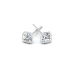 Load image into Gallery viewer, 0.50 To 5 Carat Lab Diamond Asscher Stud Bezel Set Earring For Women 14K Gold
