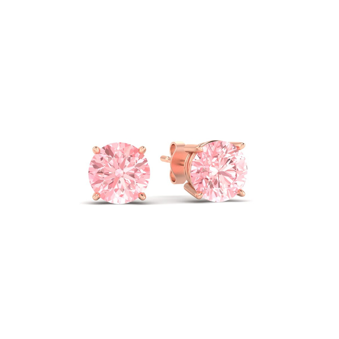 Fancy Lab Colored Diamond Round Cut Stud Earring