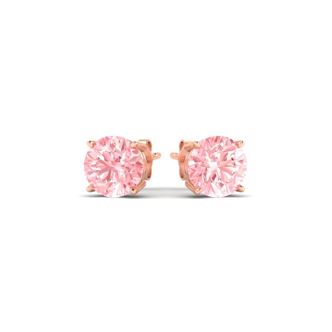 Fancy Lab Colored Diamond Round Cut Stud Earring