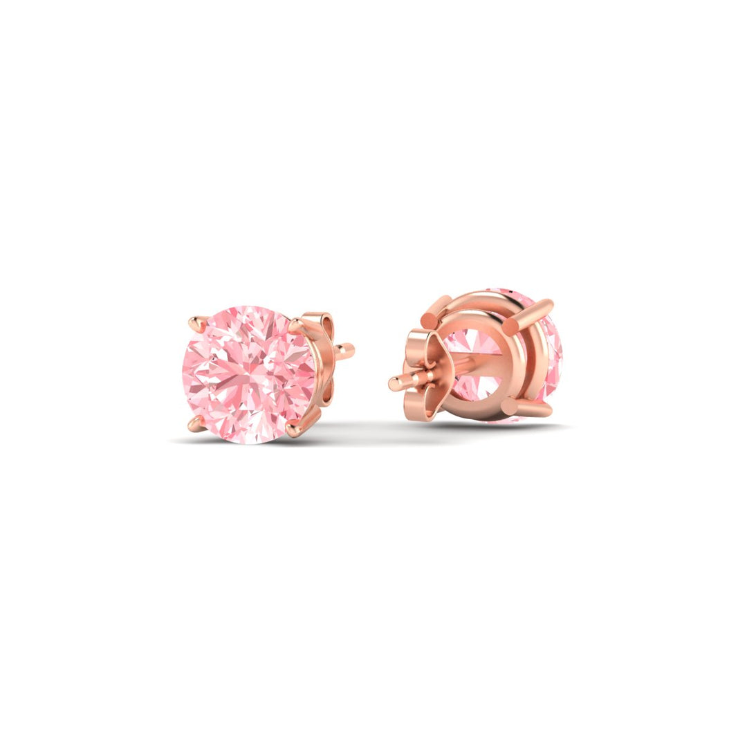 Fancy Lab Colored Diamond Round Cut Stud Earring