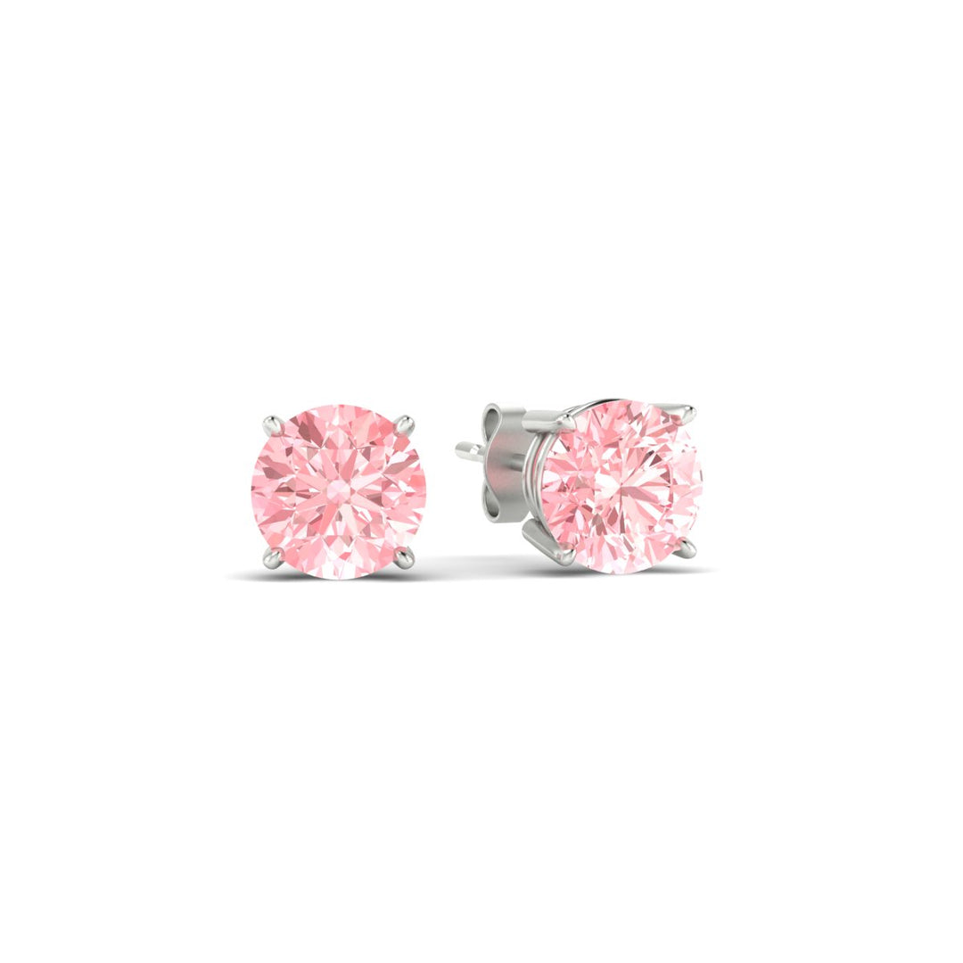 Fancy Lab Colored Diamond Round Cut Stud Earring