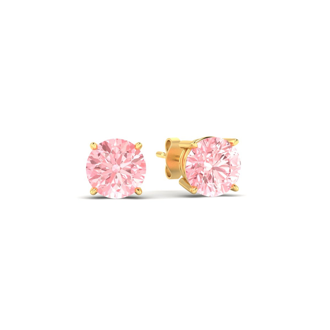 Fancy Lab Colored Diamond Round Cut Stud Earring