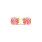 Load image into Gallery viewer, 4-carat-fancy-color-lab-grown-round-vivid-pink-stud-earrings-in-yellow-gold-fdear10411rogvpinkangle3-4.00ct-nl-yg.jpg?v=1786968027