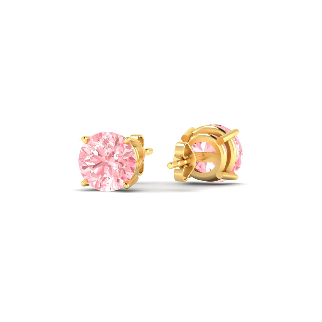 Fancy Lab Colored Diamond Round Cut Stud Earring