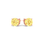 Load image into Gallery viewer, 4-carat-fancy-color-lab-grown-round-vivid-yellow-stud-earrings-in-rose-gold-fdear10411rogvyellowangle3-4.00ct-nl-rg.jpg?v=1786968027