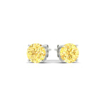 Load image into Gallery viewer, 4-carat-fancy-color-lab-grown-round-vivid-yellow-stud-earrings-in-white-gold-fdear10411rogvyellowangle3-4.00ct-nl-wg.jpg?v=1786968027