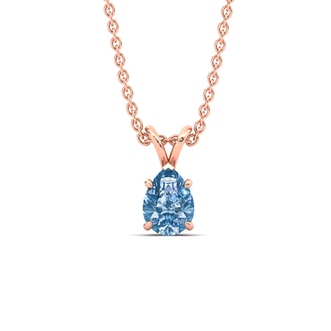 Color Lab Fancy Pear Shaped Diamond Solitaire Pendant