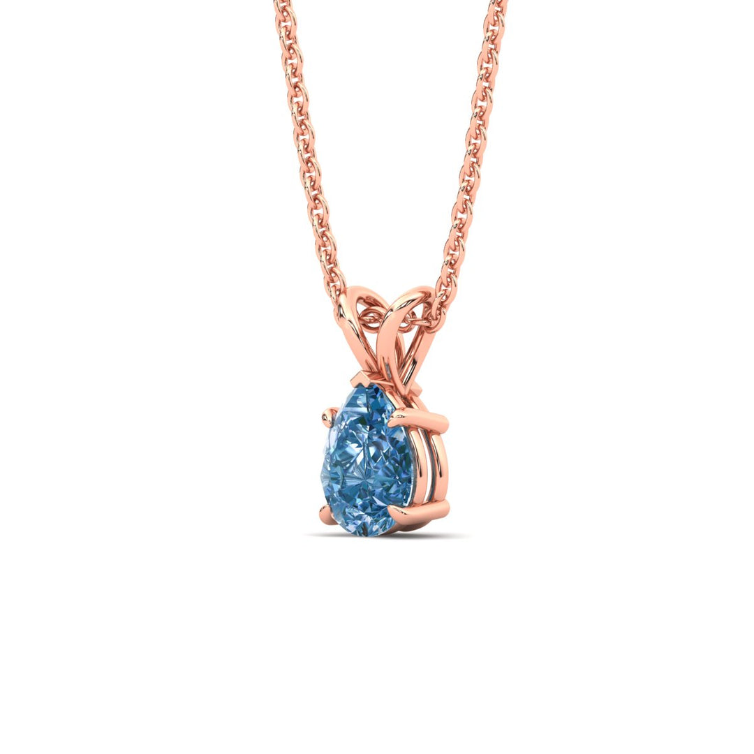 Color Lab Fancy Pear Shaped Diamond Solitaire Pendant