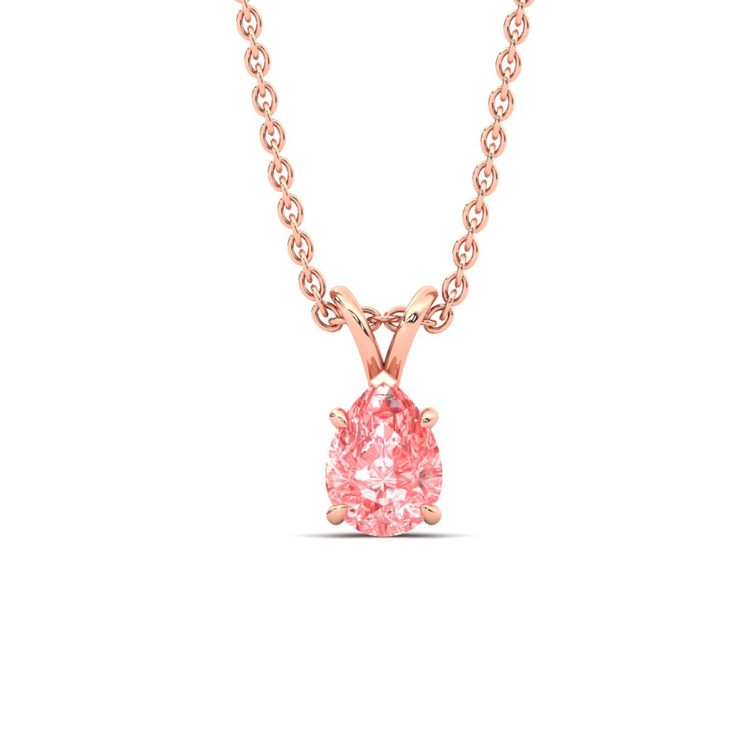 Color Lab Fancy Pear Shaped Diamond Solitaire Pendant