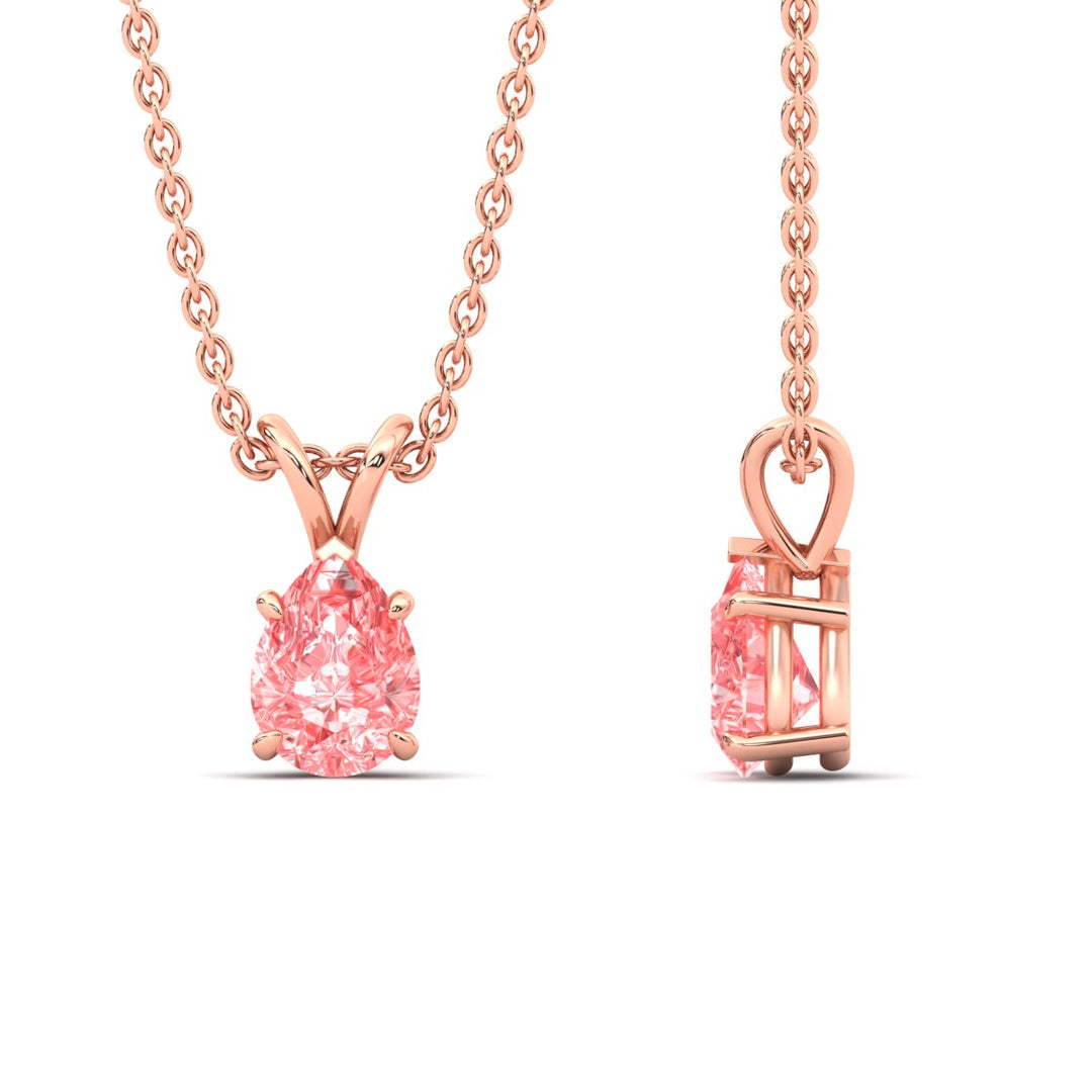 Color Lab Fancy Pear Shaped Diamond Solitaire Pendant