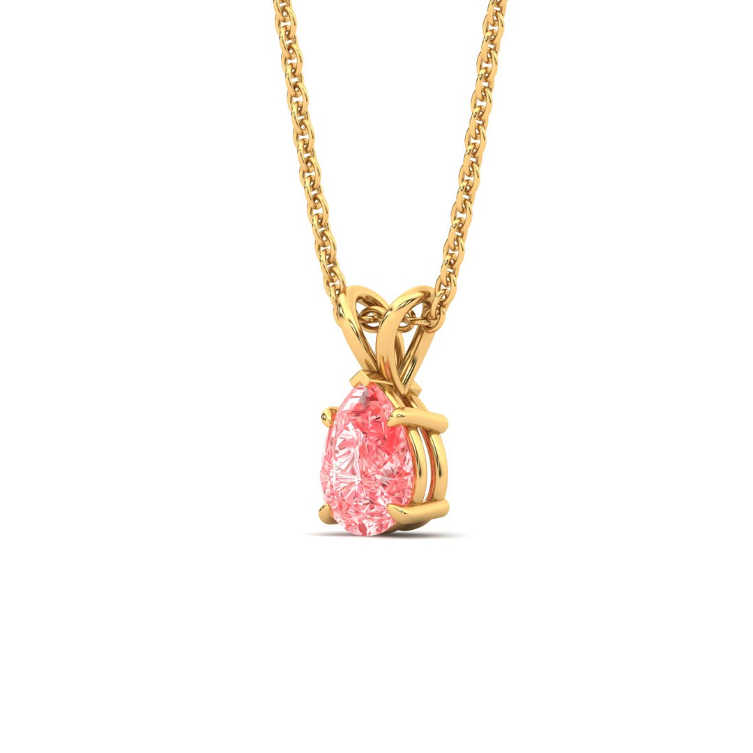 Color Lab Fancy Pear Shaped Diamond Solitaire Pendant