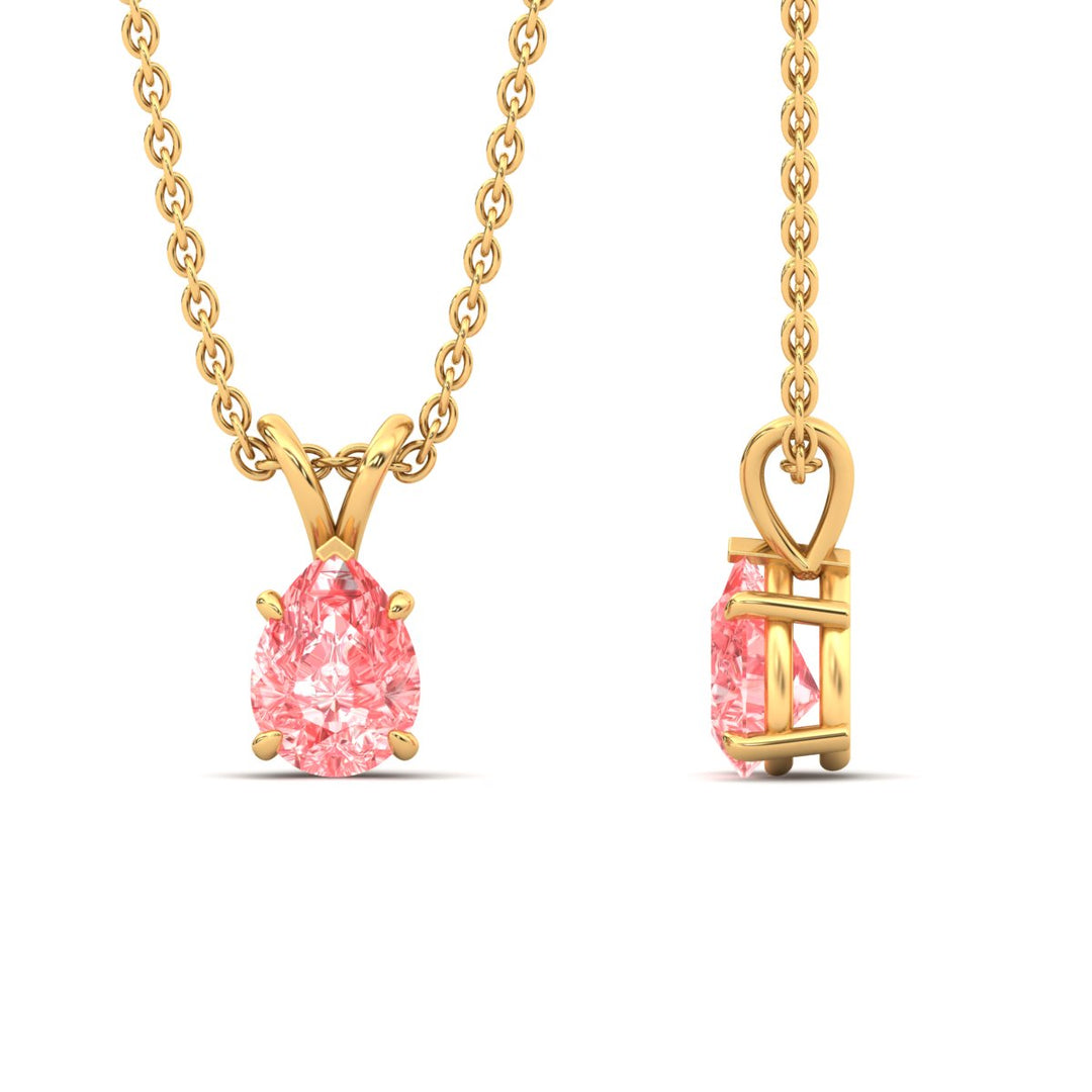 Color Lab Fancy Pear Shaped Diamond Solitaire Pendant