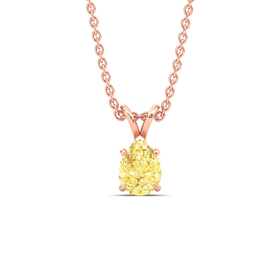 Color Lab Fancy Pear Shaped Diamond Solitaire Pendant