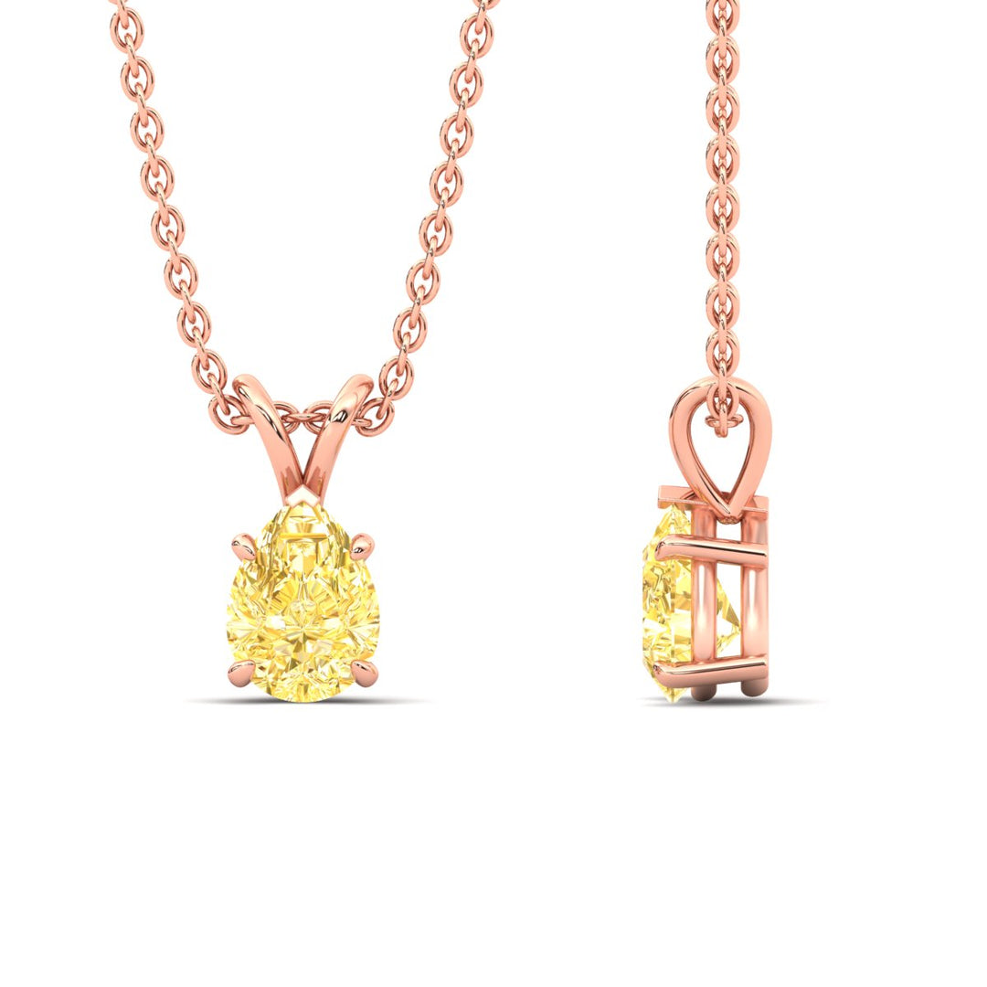 Color Lab Fancy Pear Shaped Diamond Solitaire Pendant